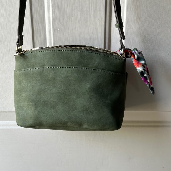 Nanette Lepore Crossbody Bag Purse Olive Green Faux Suede Adjustable Strap. - Picture 13 of 16